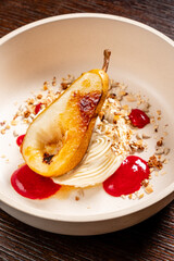 autumn pear dessert with nuts
