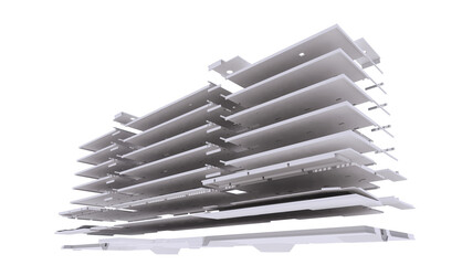 Conceptual visualization the BIM model supporting frame of the building	