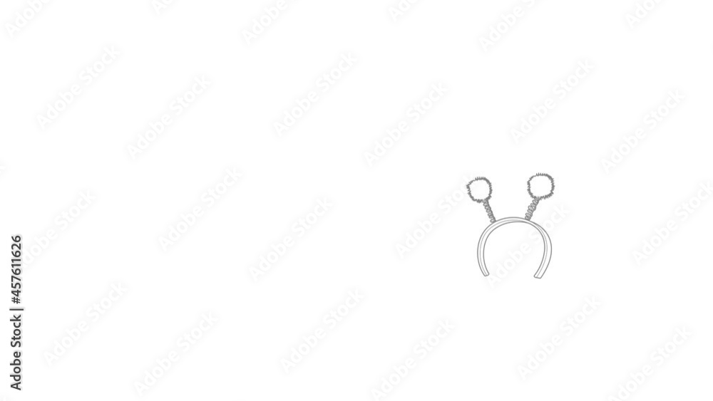 Poster headband with ears icon animation best outline object on white background