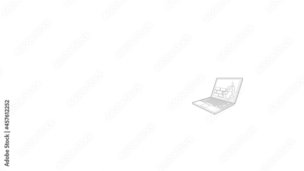 Aufkleber firewall on the laptop monitor icon animation best outline object on white background