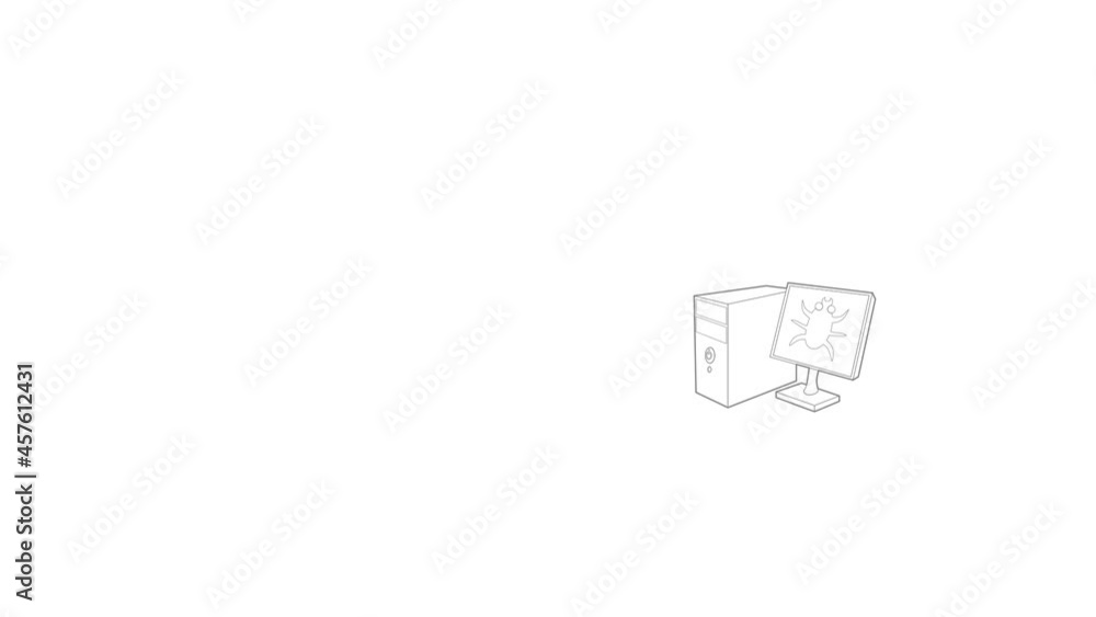 Poster bug on the monitor of personal computer icon animation best outline object on white background