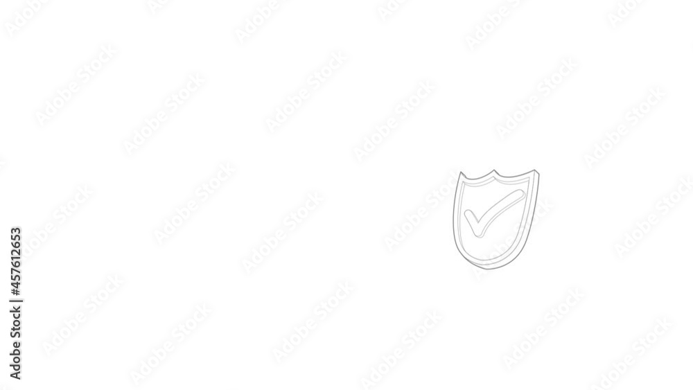 Aufkleber shield with green tick icon animation best outline object on white background