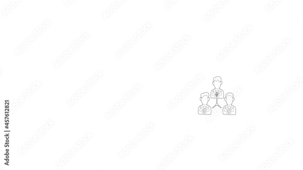 Poster office team icon animation best outline object on white background