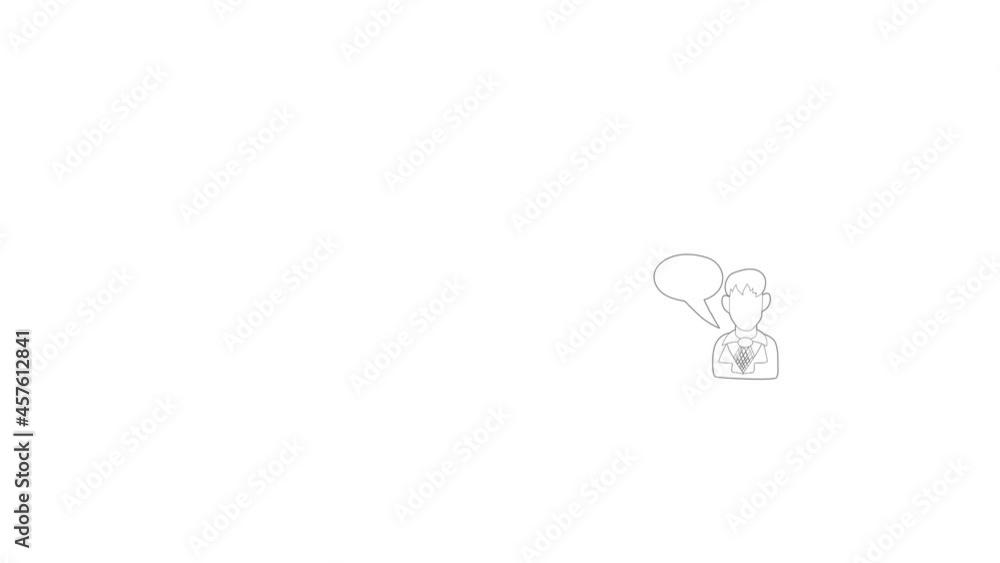 Poster businessman with a empty speech bubble icon animation best outline object on white background