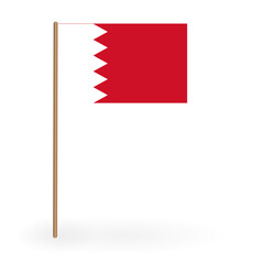 National Red and white flag of the Kingdom of Bahrain. Banner on a flagpole. Vector Illustration. EPS10