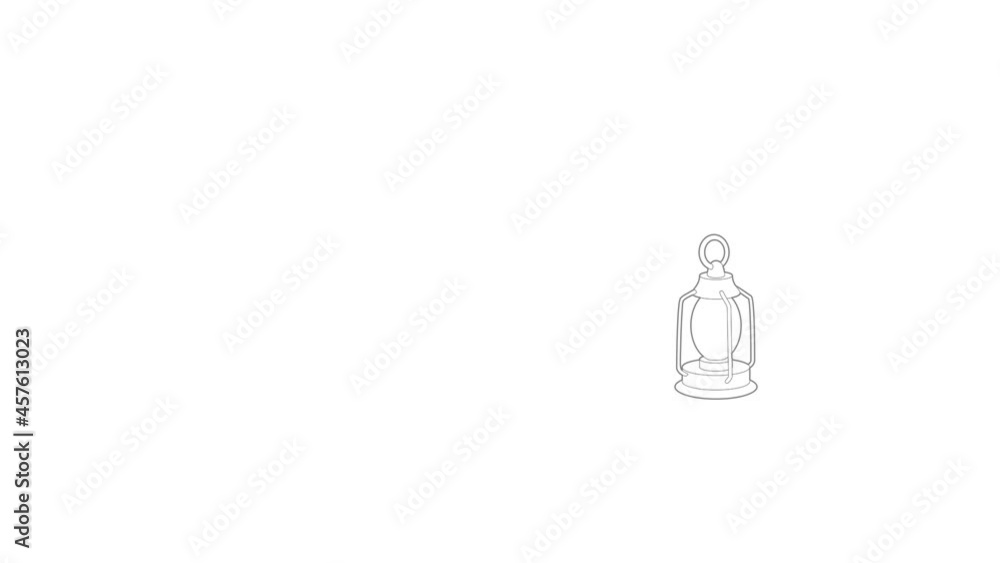 Poster kerosene lamp icon animation best outline object on white background