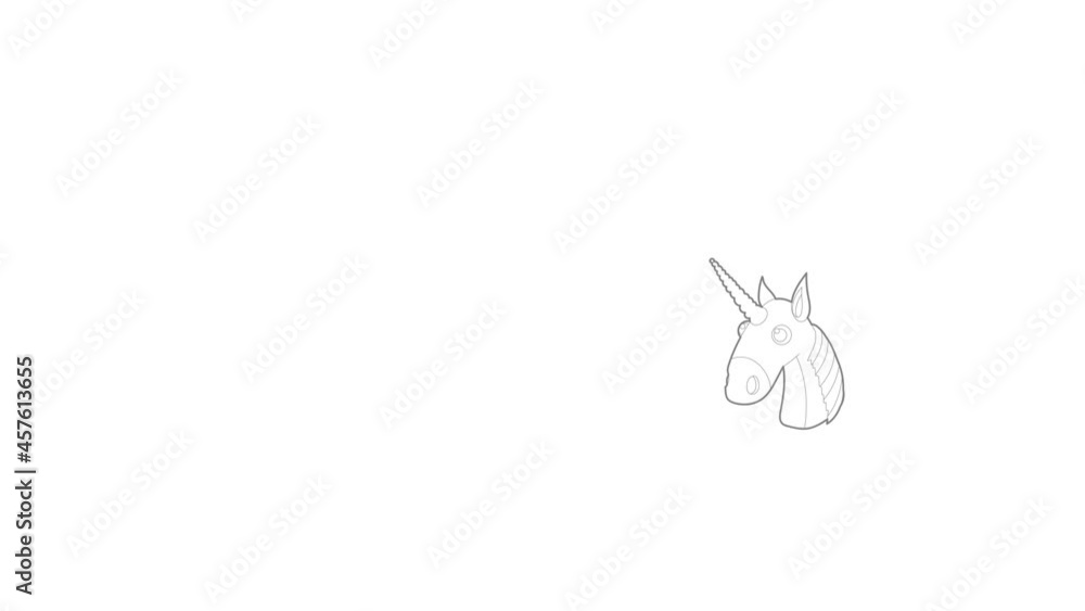 Poster unicorn icon animation best outline object on white background