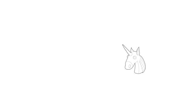 Unicorn icon animation best outline object on white background
