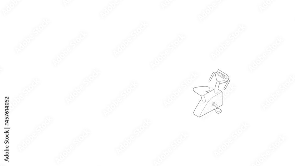 Poster exercise bike icon animation best outline object on white background