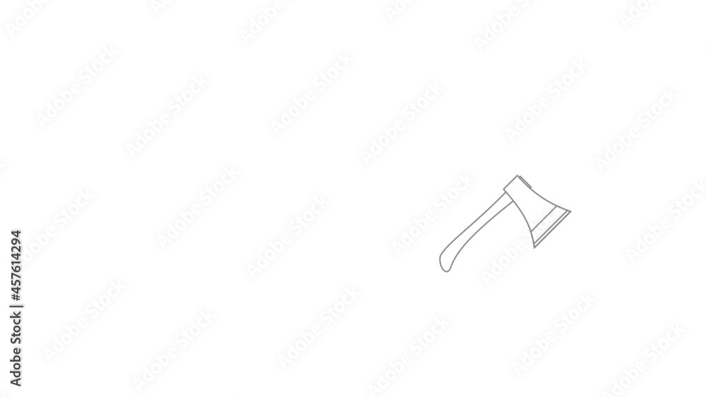Poster axe icon animation best outline object on white background