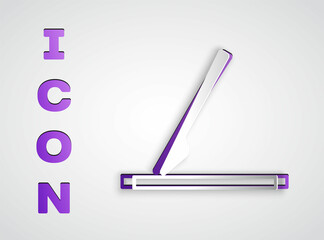 Paper cut Medical surgery scalpel tool icon isolated on grey background. Medical instrument. Paper art style. Vector