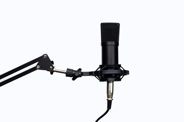 Studio microphone on white background.