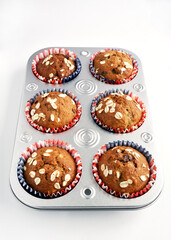 Patriotic banana oat chocolate chip muffins