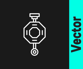 White line Chinese paper lantern icon isolated on black background. Vector