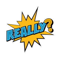 Isolated yellow comic expression with text