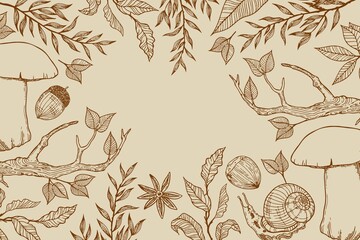 hand drawn autumn background vector design illustration