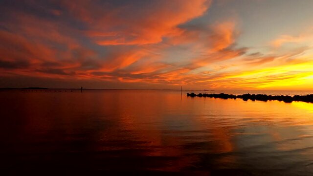 Sunset at Florida's Gulf coast in Crystal river Fort Island Beach