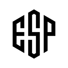 ESK Initial three letter logo hexagon