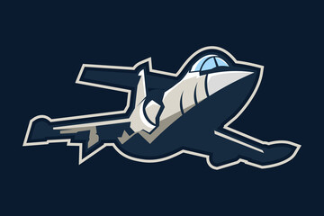 American cold war fighter plane vector illustration. simple aircraft logo, military equipment.