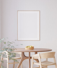 Interior Poster Frame Mockup with Modern Furniture Decoration - 3d Illustration, 3d Render