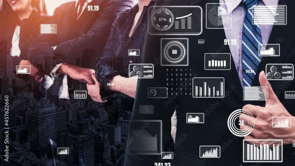 Poster conceptual business dashboard for financial data analysis . 3d render computer graphic .
