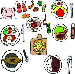 洋食やおかずのイラスト　料理の絵
