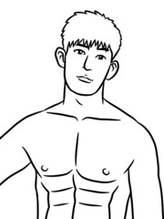 Fototapeta premium black and white cute man cartoon for coloring