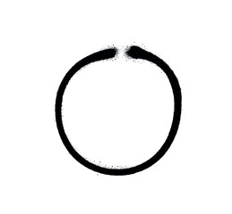 Graffiti Sprayed Circle Design Element in Black on White. Spray Paint Ring. Street style. Round Logo. Grunge Vector Illustration. 