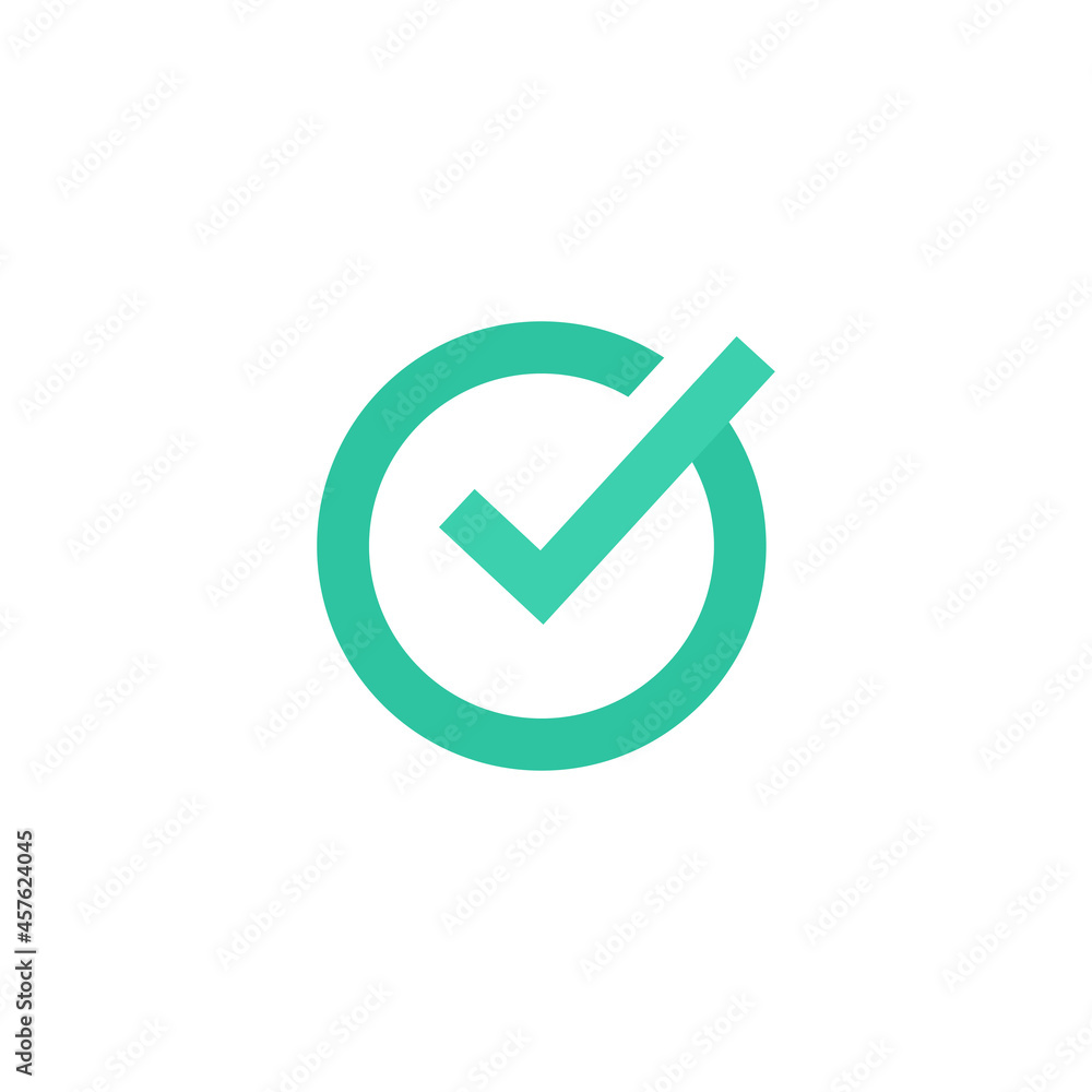 Poster tick checkmark circle flat style icon vector symbol isolated on white background. icon design elemen