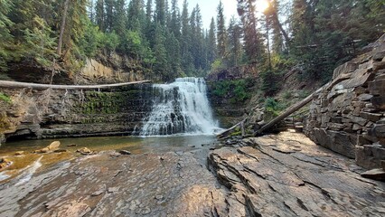waterfall in the forest of montana ousel falls