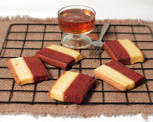 Original and chocolate flavored layer cake. Layer cake is ready to accompany your morning along with a glass of tea. Indonesian cake. We often encounter it as a dish during Eid. Sweet and soft cake.