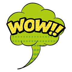 Isolated green comic expression with a halftone effect