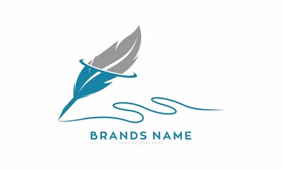 Luxury feather pen logo design
