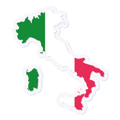 Isolated map of Italy with its flag