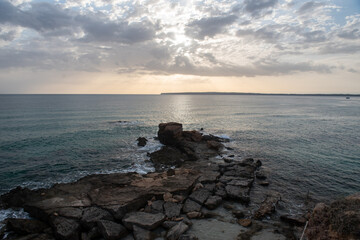 Wonderful Sunset in Calo d es Mort on the island of Formentera in Spain.