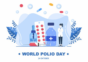 World Polio Day Background Which is Celebrated on October 24 Medicine to Life-Threatening Disease Caused by the Poliovirus. Vector Illustration