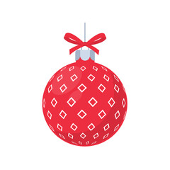 red christmas ball vector with white pattern for christmas celebration