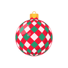 red christmas ball vector with white pattern for christmas celebration