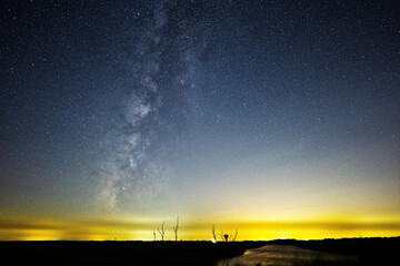 Milky Way Galaxy Over a Marsh and Stream