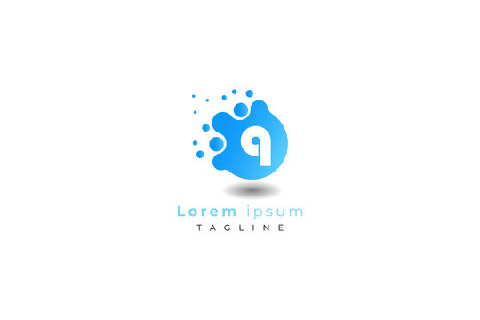 Letter q blue colour creative and simple bubble modern business logo