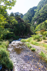 Fototapeta na wymiar Arakawa river at Shosenkyo valley in Kofu town, Yamanashi, Japan.
