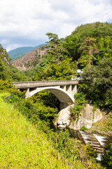 Fototapeta na wymiar Nagatoro Bridge is located in Shosenkyo valley, Kofu town, Yamanashi prefecture, Japan.