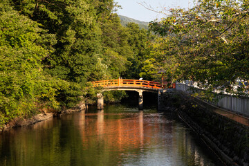 The canal around Takeda Shrine in Kofu town, Yamanashi, Japan.