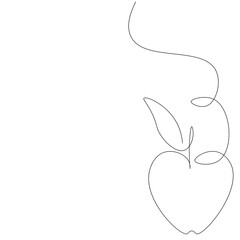 Apple fruit line drawing vector illustration