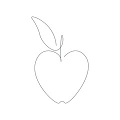 Apple fruit line drawing vector illustration