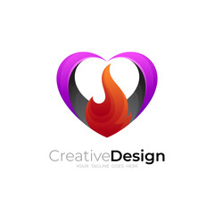 Charity logo, Love and fire logo design combination