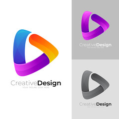 Play logo with simple design template, colorful style