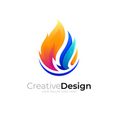 Flame logo with colorful design, hot icon