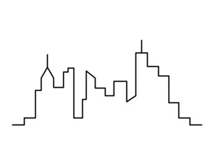 Fototapeta premium Abstract panoramic landscape as continuous lines drawing on white. Vector