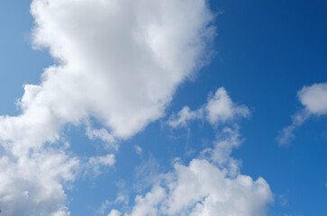 Fluffy clouds in the blue sky
